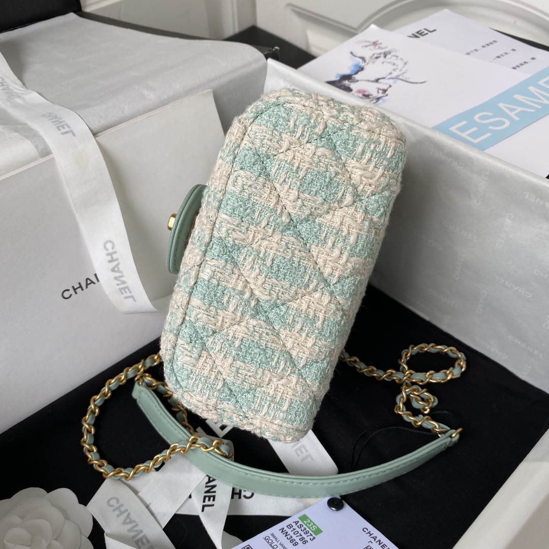 [TOP] CHANEL 23S Handle Makeup Bag 12.5*15*8cm - Mint Green&GHW