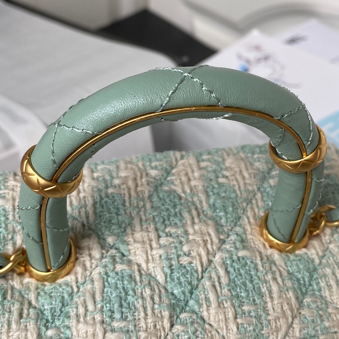 [TOP] CHANEL 23S Handle Makeup Bag 12.5*15*8cm - Mint Green&GHW