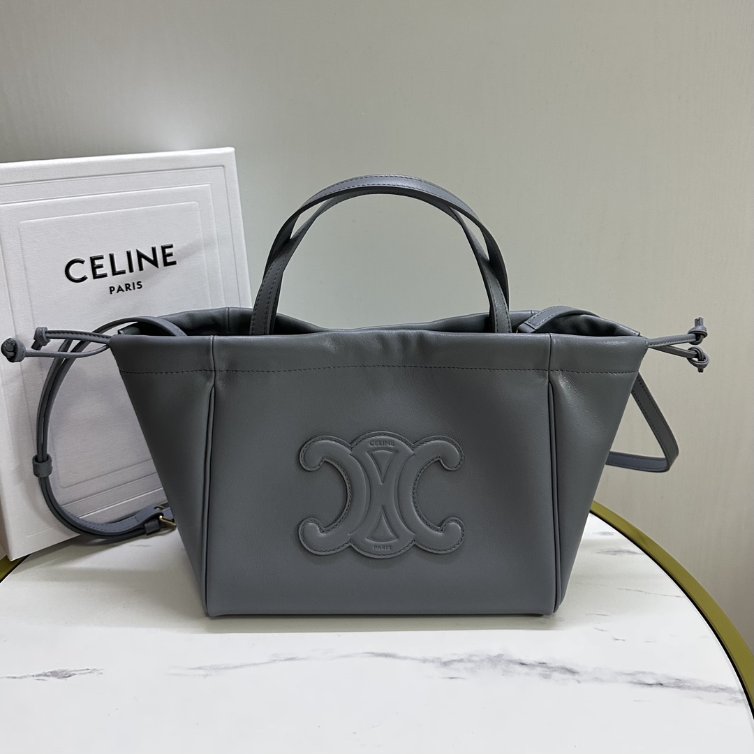 [TOP] CELINE Soft Calfskin Small Drawstring Tote - 22-17-15CM - 2 Colors
