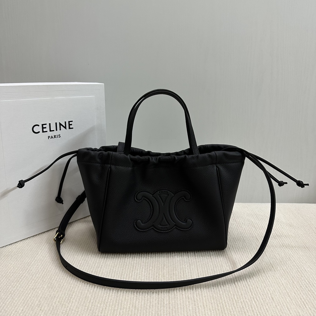 [TOP] CELINE Soft Calfskin Small Drawstring Tote - 22-17-15CM - 2 Colors