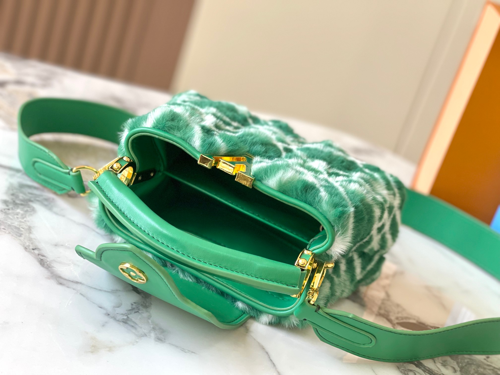 [TOP] Louis Vuitton LV Mink Fur Capsines Bags - Green&GHW