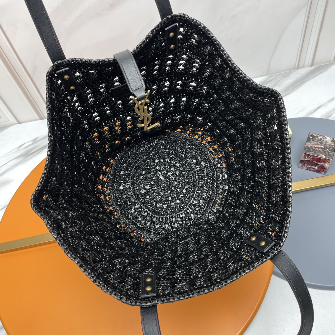 [TOP] Yves Saint Laurent YSL V-Shaped Hollow Grass Woven Tote Bags - 2 Colors