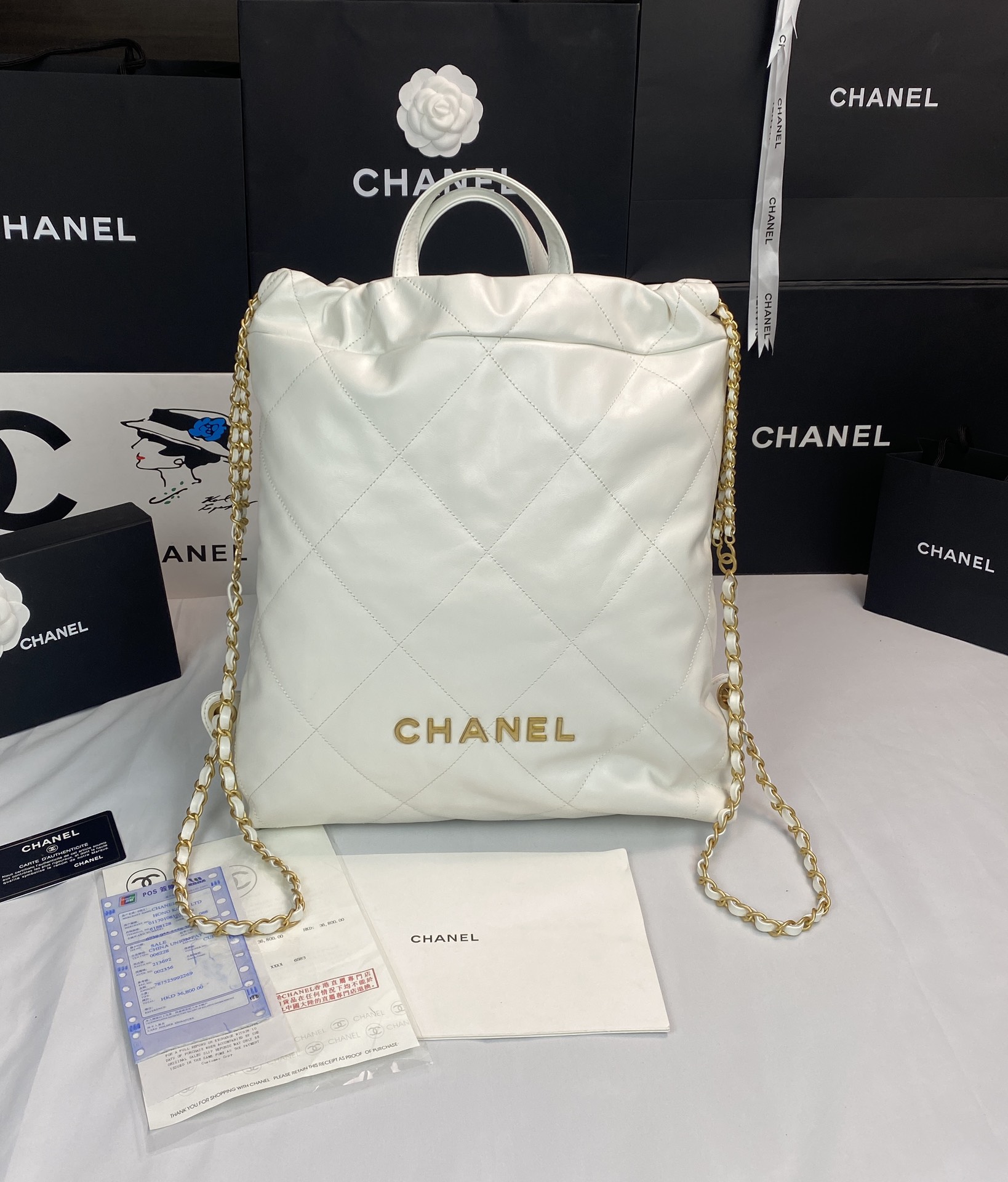 [TOP] CHANEL Soft Calfskin22 Series Dual Backpacks 40x51x9cm - GHW - 3 Colors