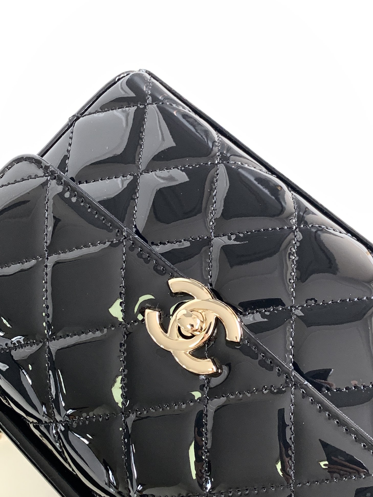 [TOP] CHANEL Lacquer leather box bag - Black&GHW