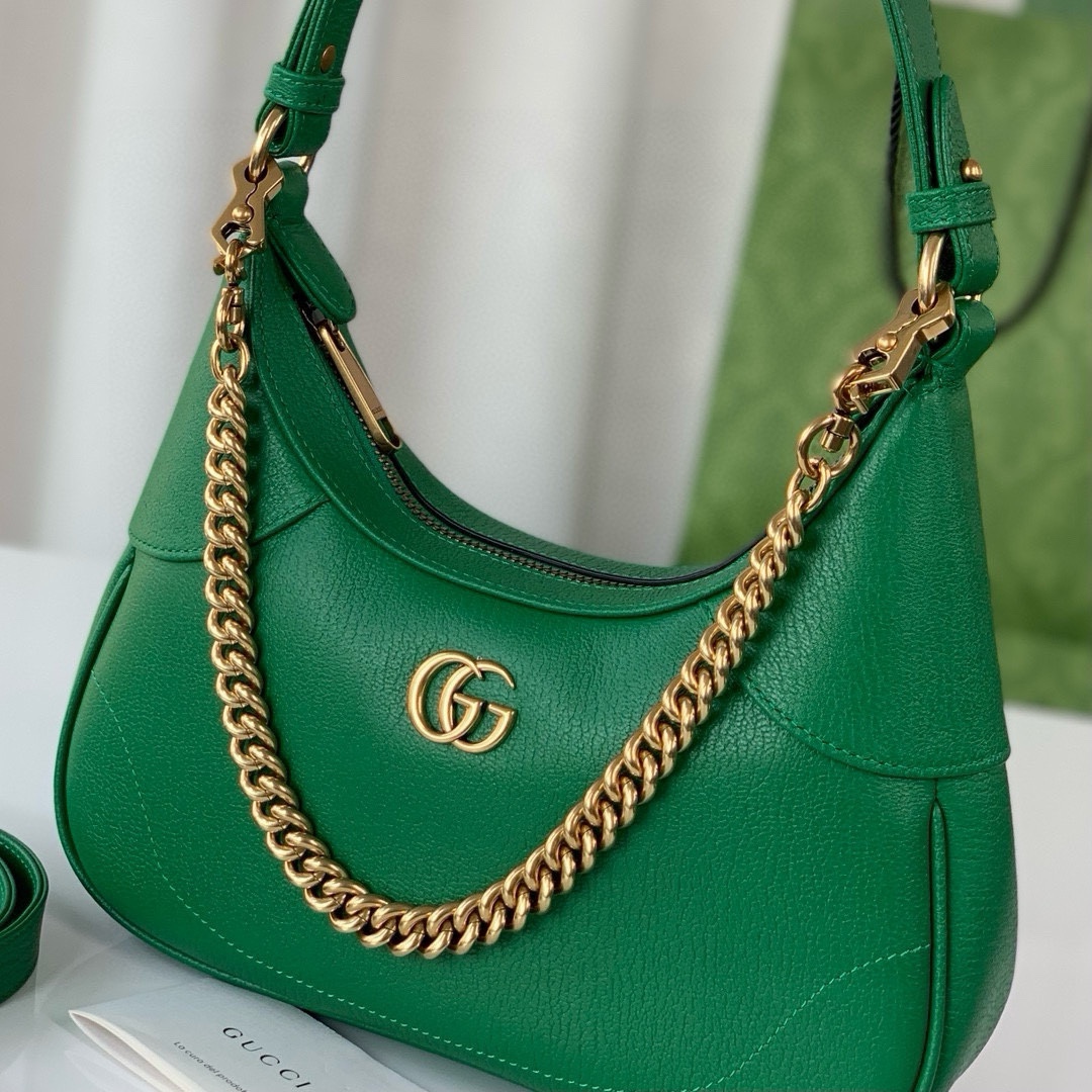 [TOP] GUCCI Lambskin Aphrodite Series Small Crescent Shoulder Handbags 25X19X7cm - 2 Colour