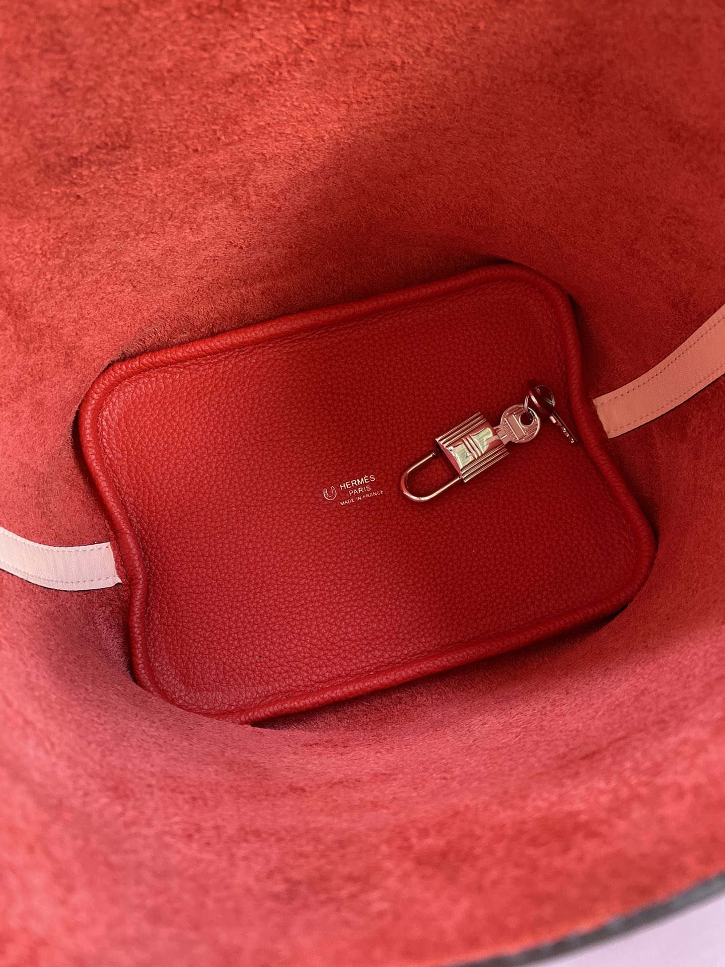 [TOP] HERMES Picotin TC Leather Combined With Swift Leather 18cm - Red Splicing Naked Powder&SHW