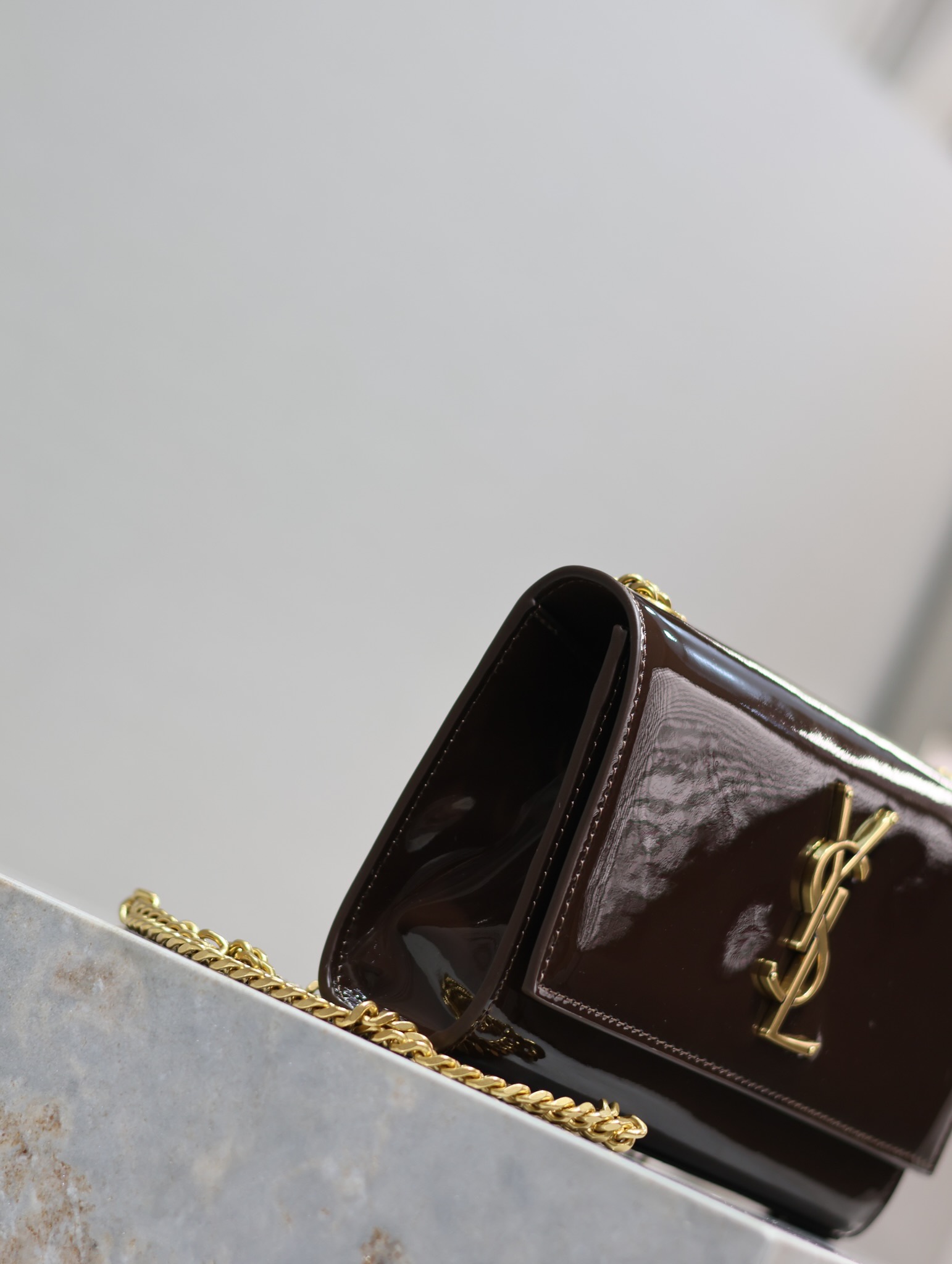 [TOP] Yves Saint Laurent YSL Lacquer Leather Kate Bags - 3 Size - Maroon&GHW