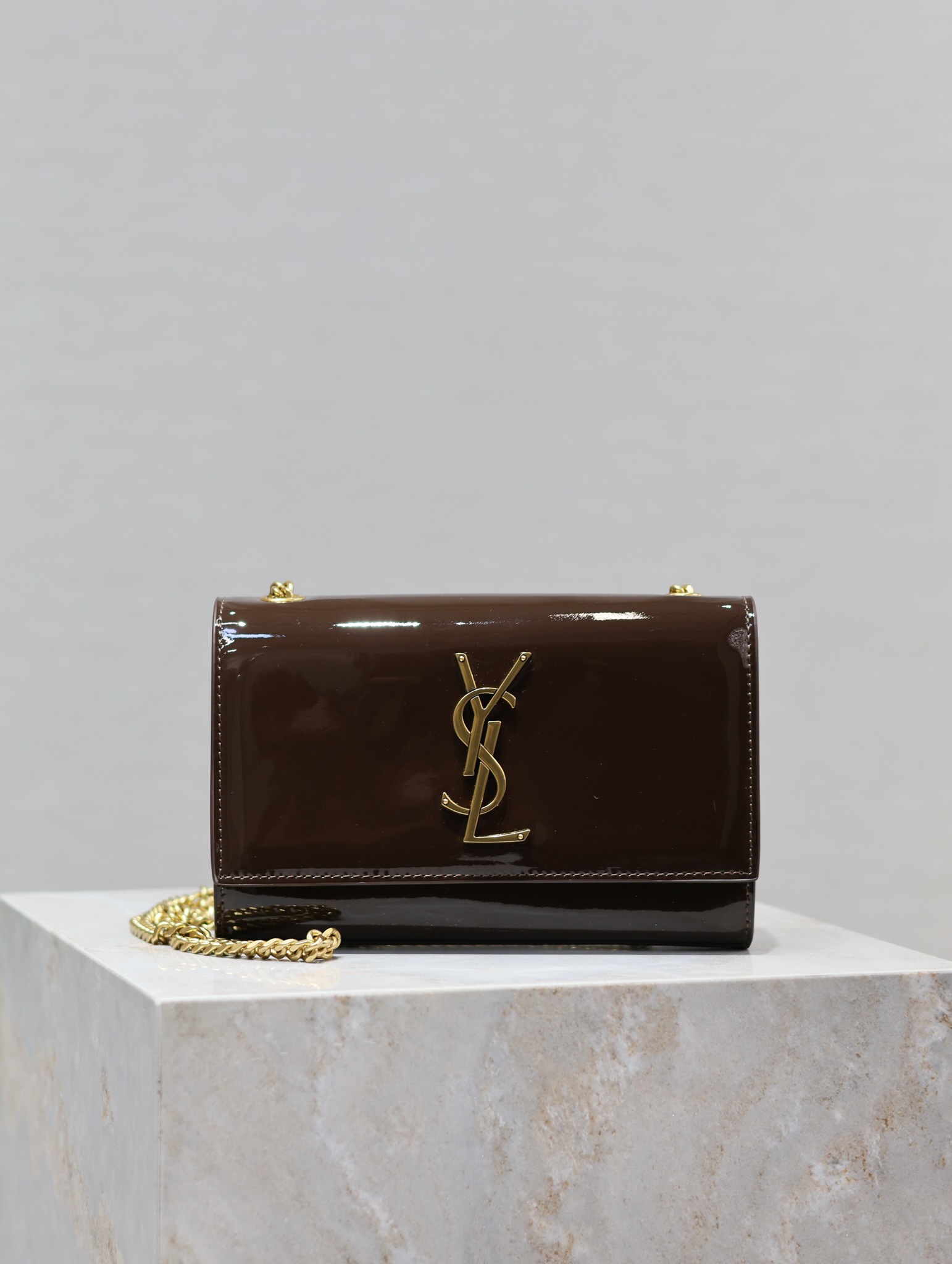 [TOP] Yves Saint Laurent YSL Lacquer Leather Kate Bags - 3 Size - Maroon&GHW