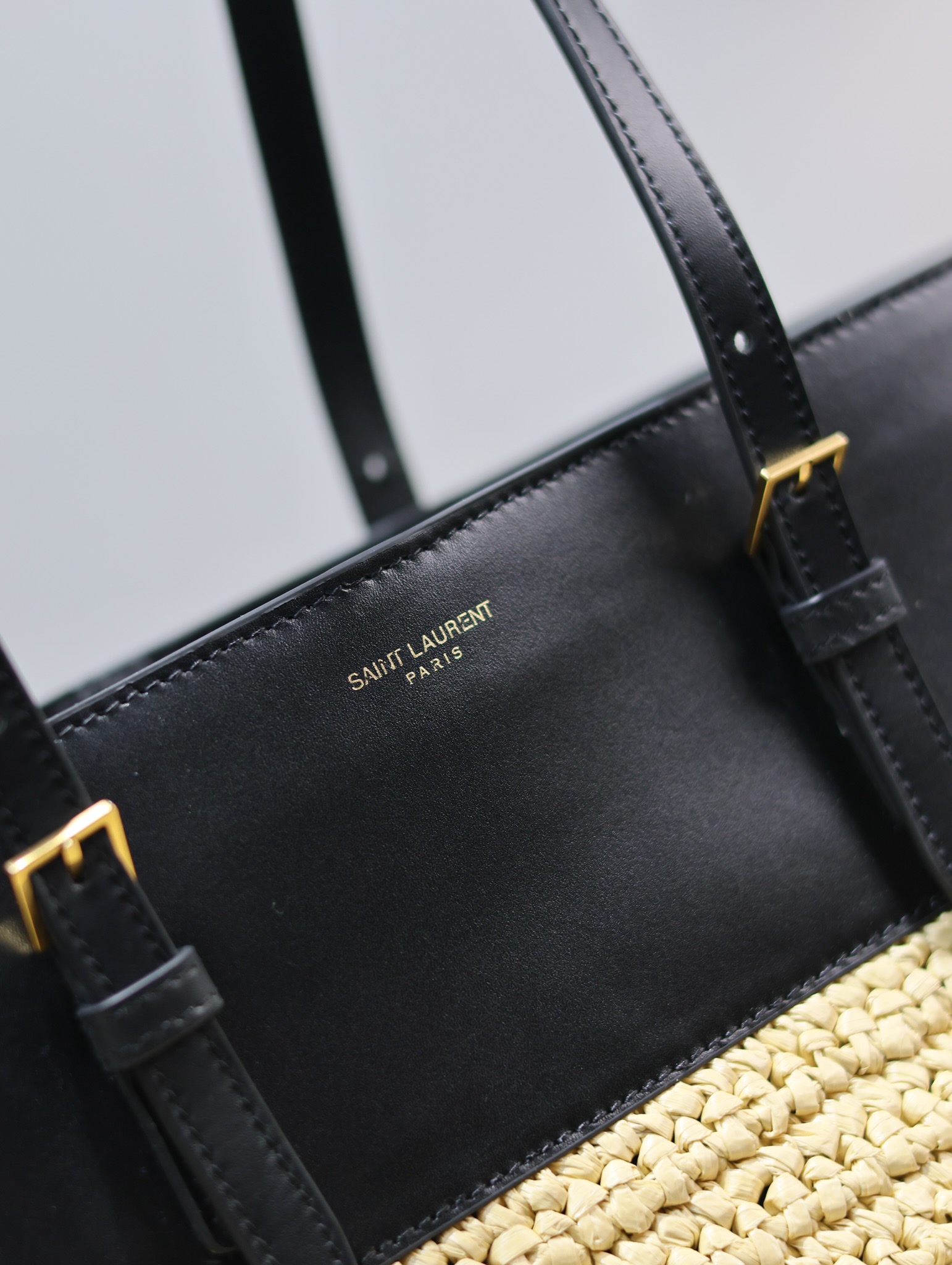 [TOP] Yves Saint Laurent YSL Braid Shopping Tote Bag - 38×28×13cm - Black