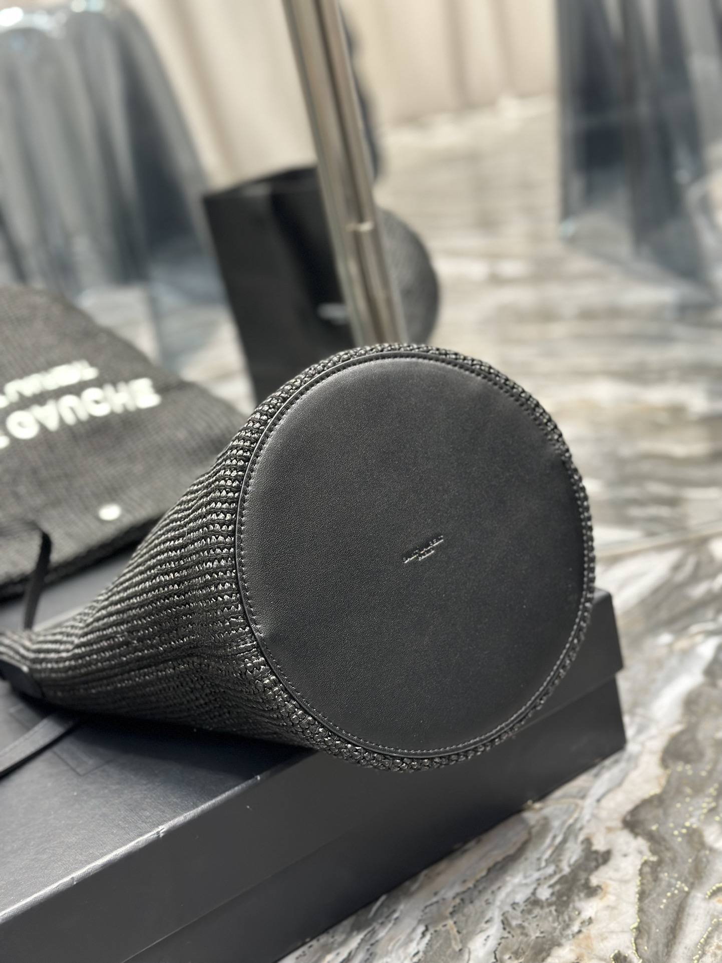 [TOP] Yves Saint Laurent YSL French Woven Bucket Bag - Black