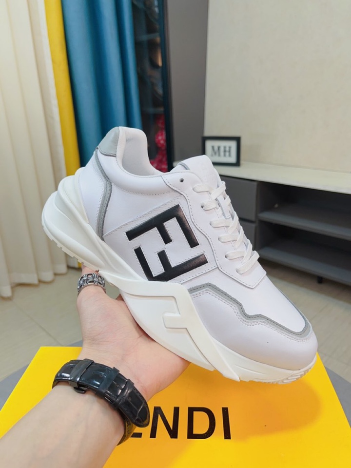 [TOP] FENDI Men's Calfskin Upper Casual Shoes - Black/White