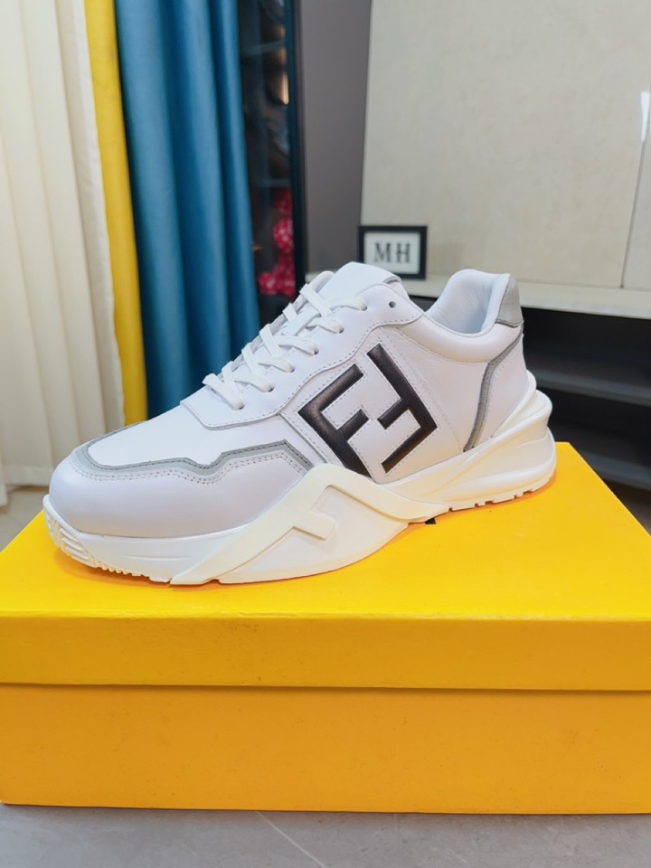 [TOP] FENDI Men's Calfskin Upper Casual Shoes - Black/White