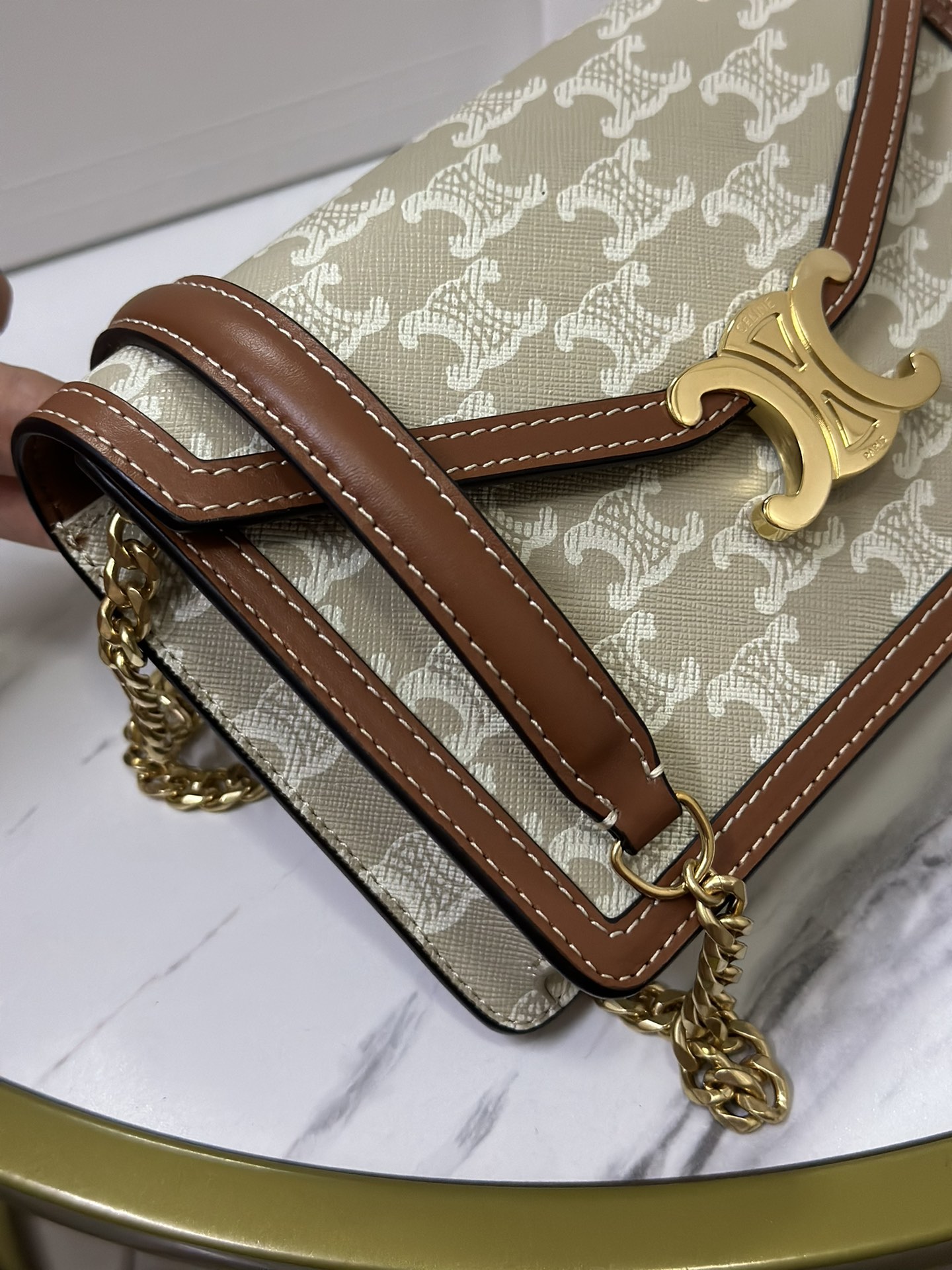 [TOP] CELINE Mini Woc  Bag 19.5X4.5X12cm - Beige Brown&GHW