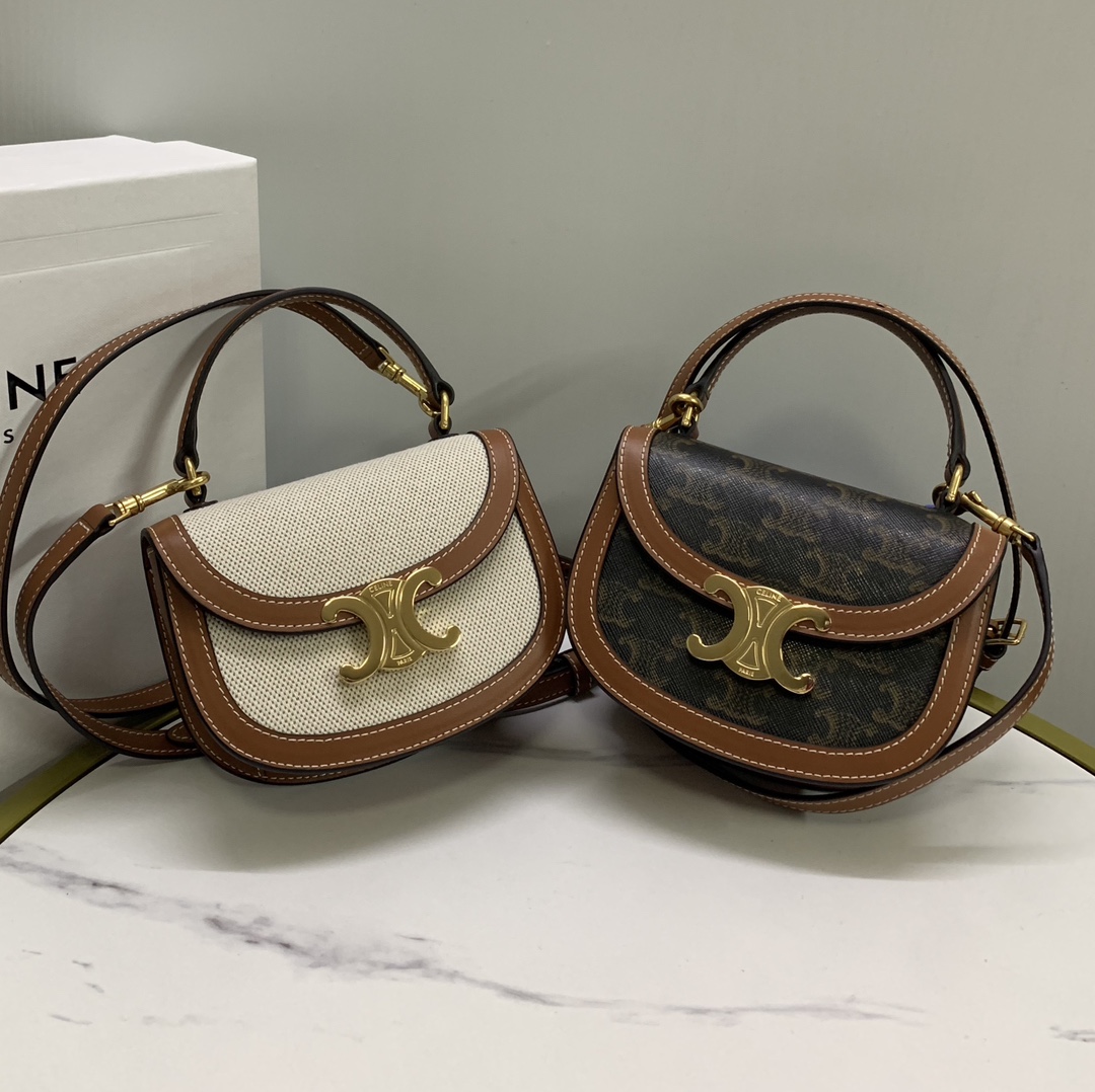 [TOP] CELINE Mini Besace Triomphe Bag 15.5×11.5×5cm - GHW - 2 Colors
