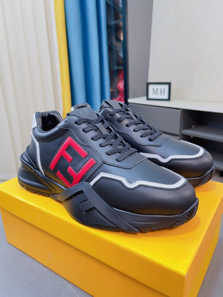 [TOP] FENDI Men's Calfskin Upper Casual Shoes - Black/White