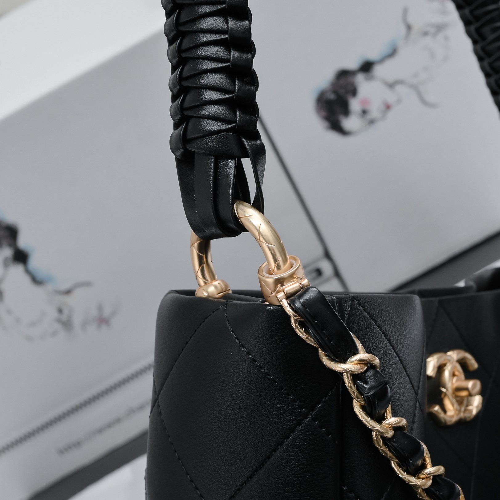 [TOP] CHANEL 23A Hobo Handbag Hippie Bag 26*25*7.5CM - Black&GHW