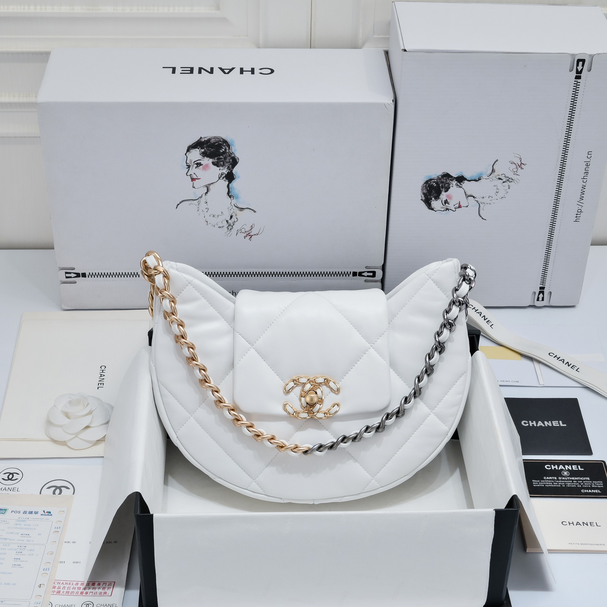 [TOP] CHANEL Lambskin Bag With Gold And Silver Metal Chain - GHW&25×20×7cm - 3 Colors