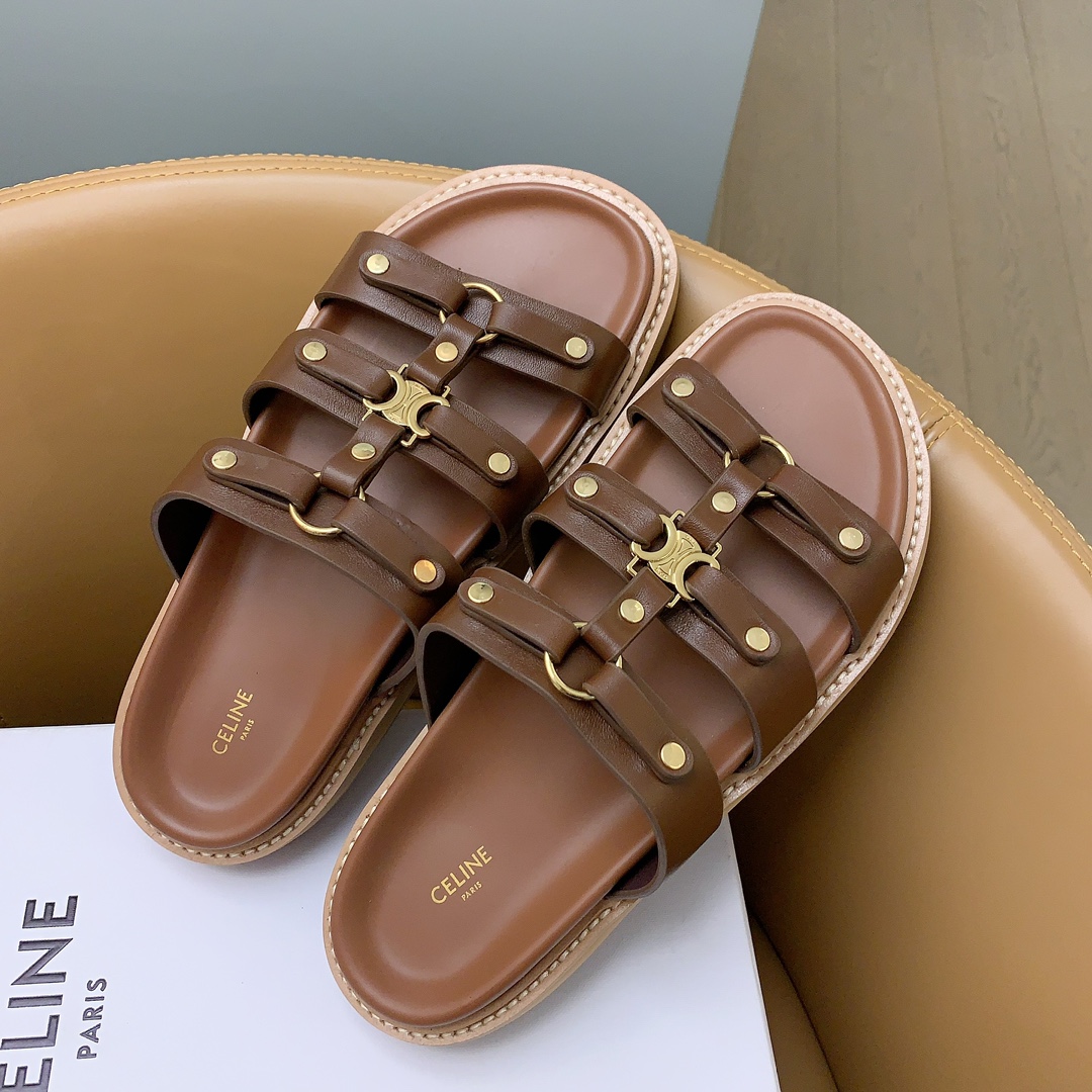 [TOP] CELINE Classic Calfskin Slippers - 3 Colors