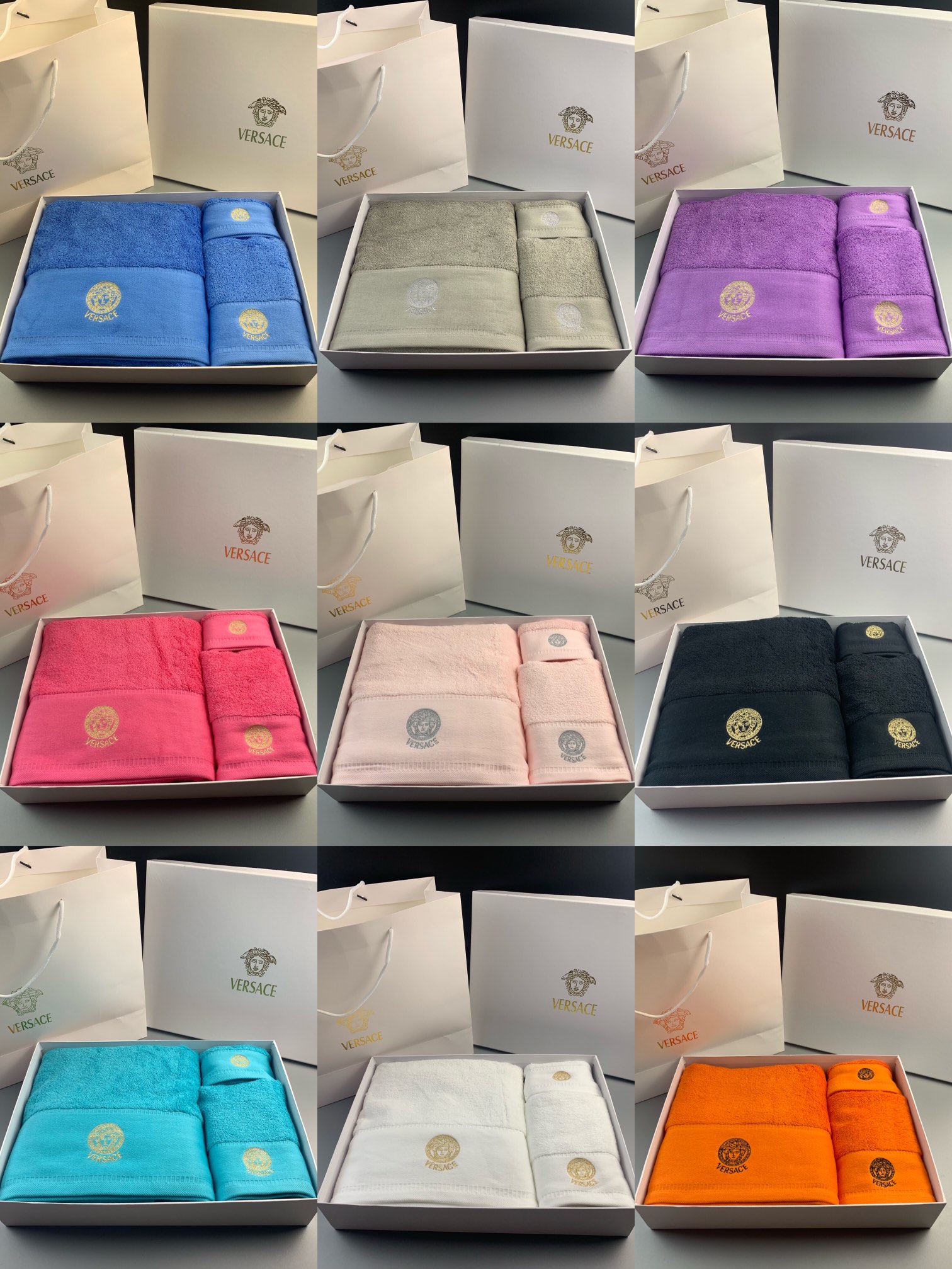 [TOP] VERSACE Bath Towel 3 Piece Set - 8 Color