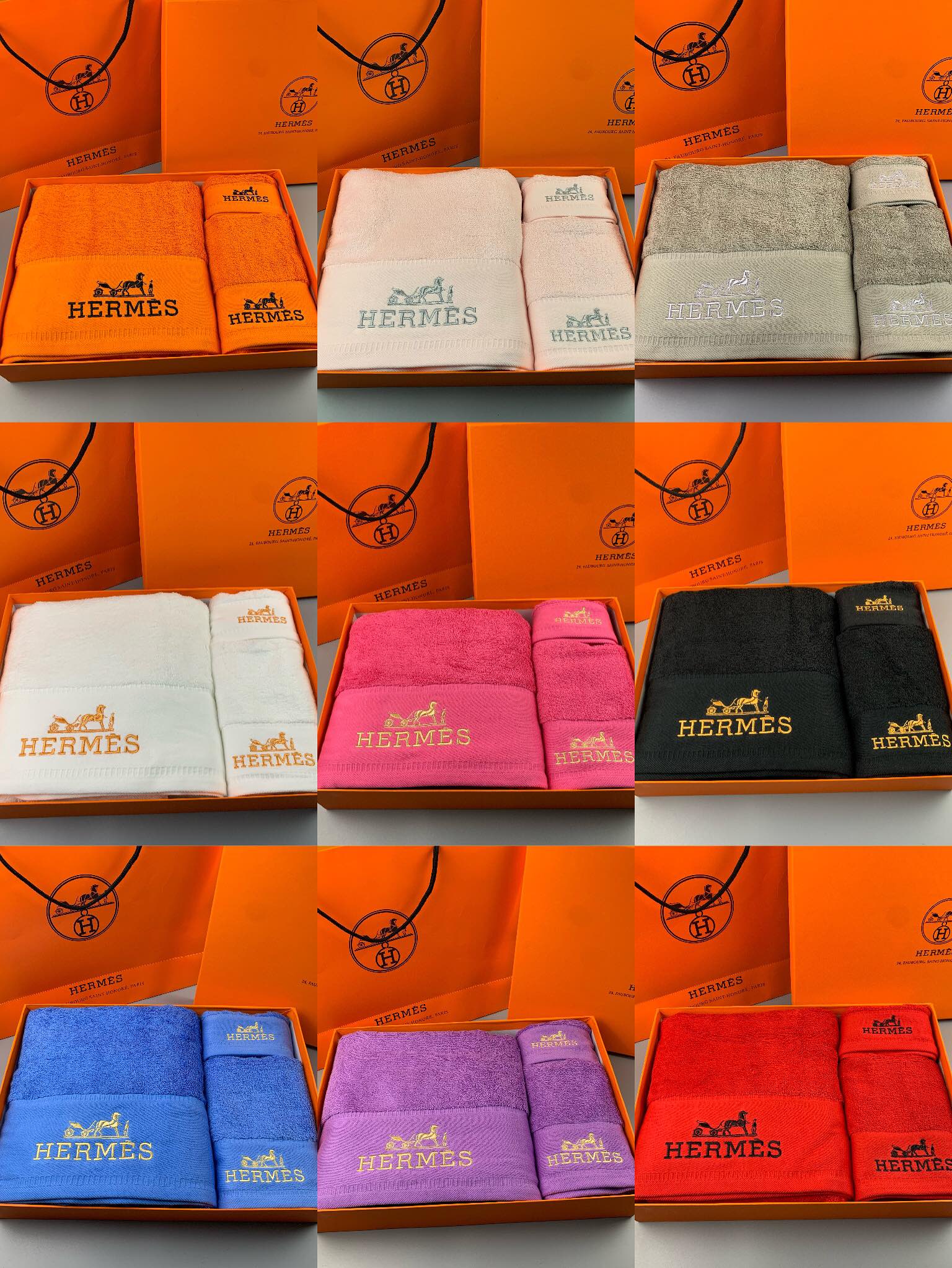 [TOP] HERMES Bath Towel 3 Piece Set - 8 Color