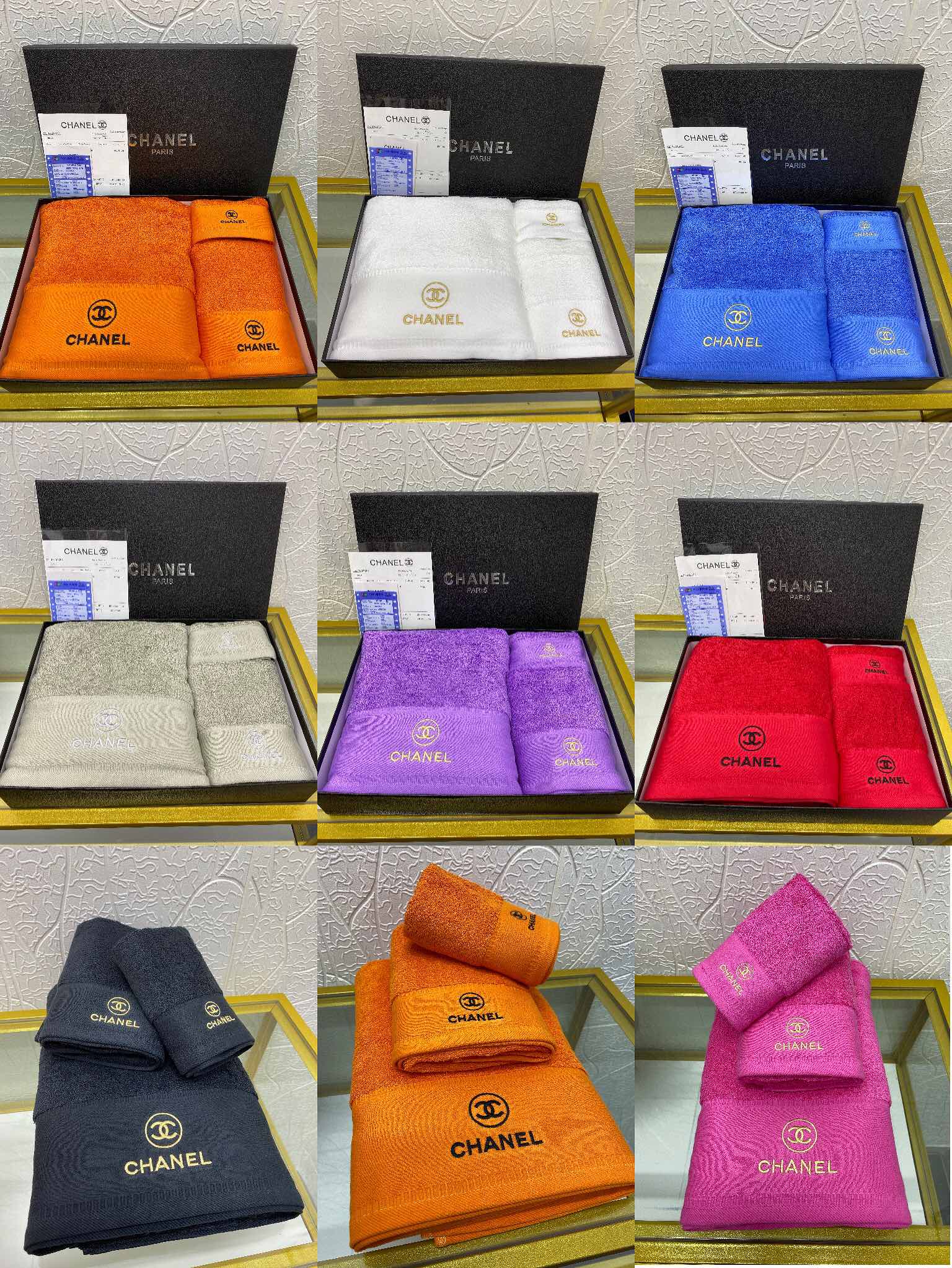 [TOP] CHANEL Bath Towel 3 Piece Set - 8 Color