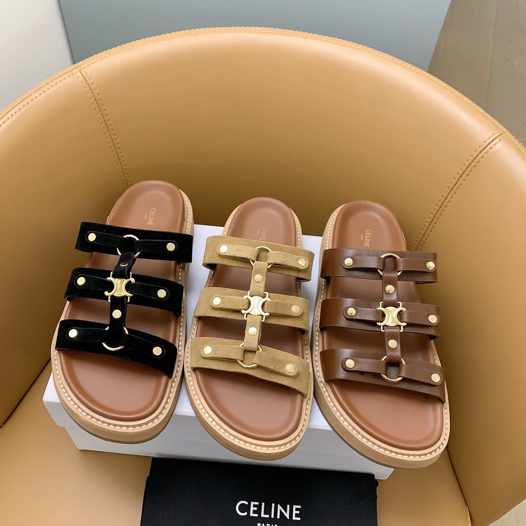 [TOP] CELINE Classic Calfskin Slippers - 3 Colors