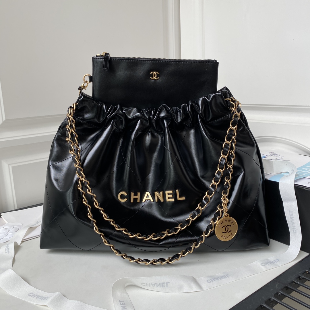 [TOP] CHANEL Medium 22 Bag 30×45×8cm - Black - GHW&SHW