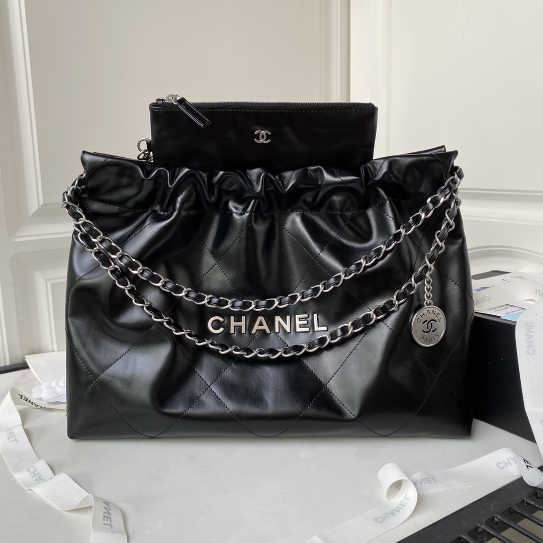 [TOP] CHANEL Medium 22 Bag 30×45×8cm - Black - GHW&SHW