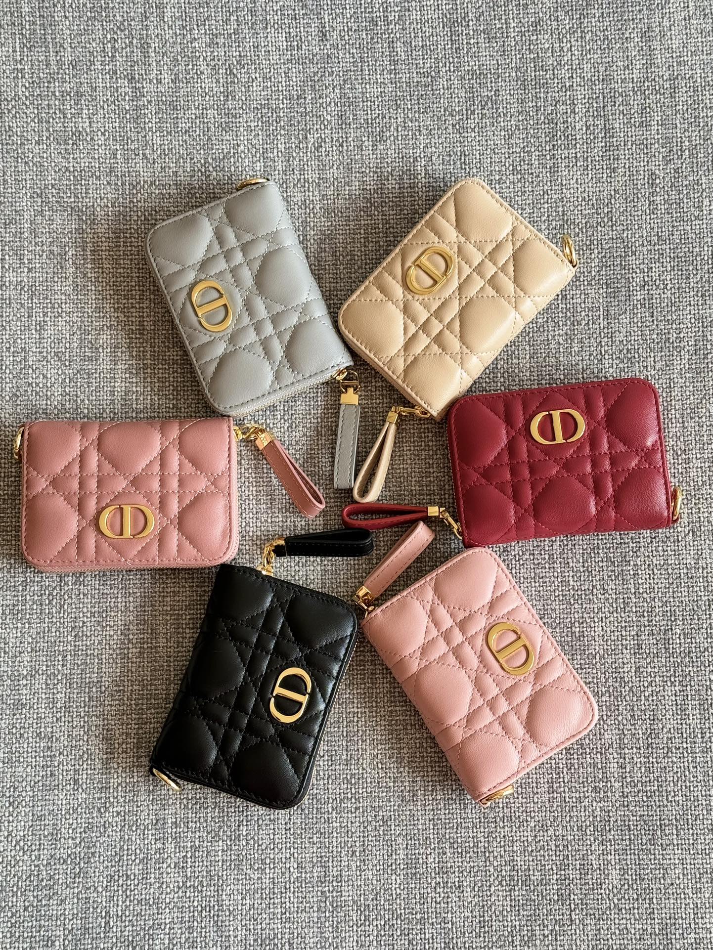 [TOP] Christian Dior Caro Zipper Card Bags - 6 Colors