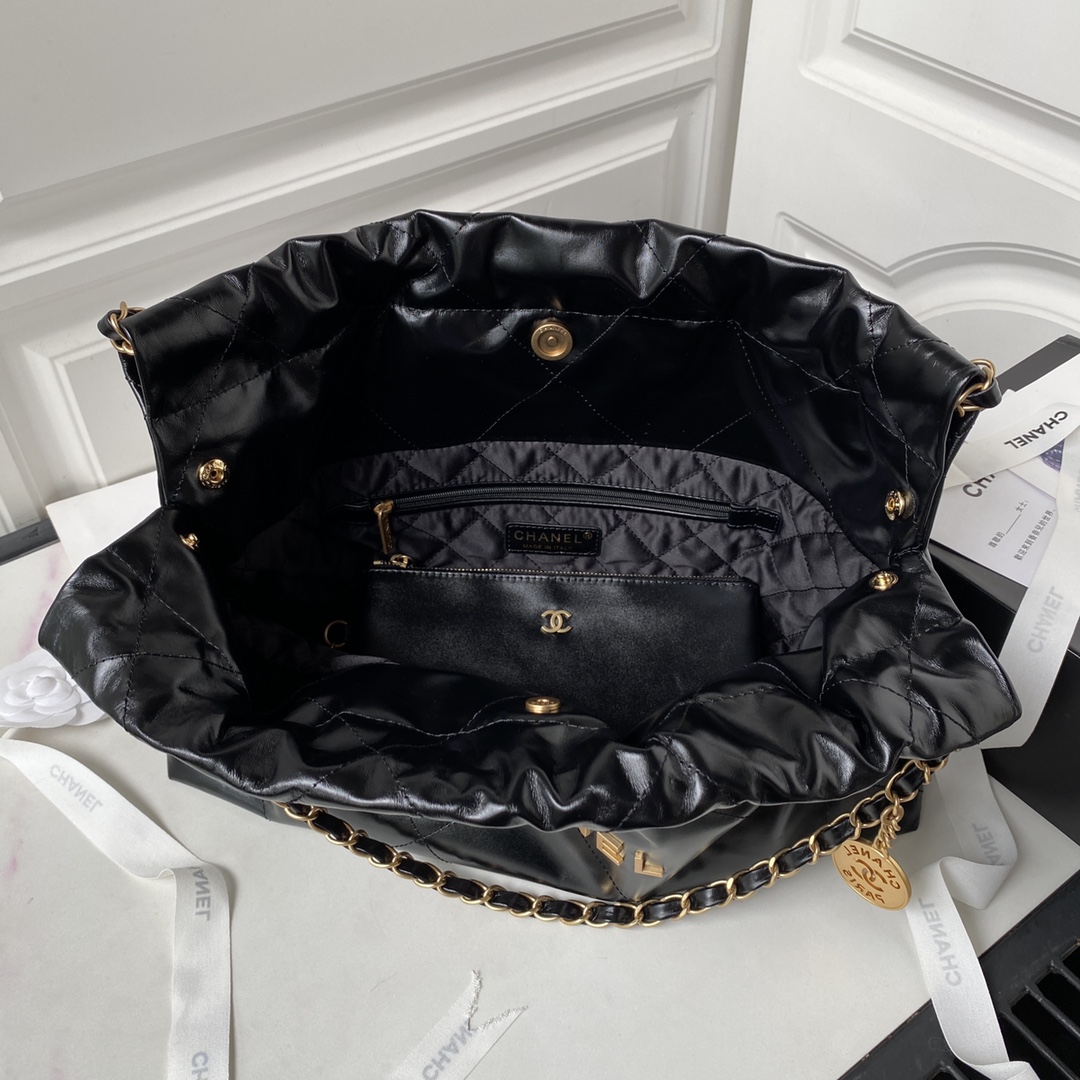 [TOP] CHANEL Medium 22 Bag 30×45×8cm - Black - GHW&SHW