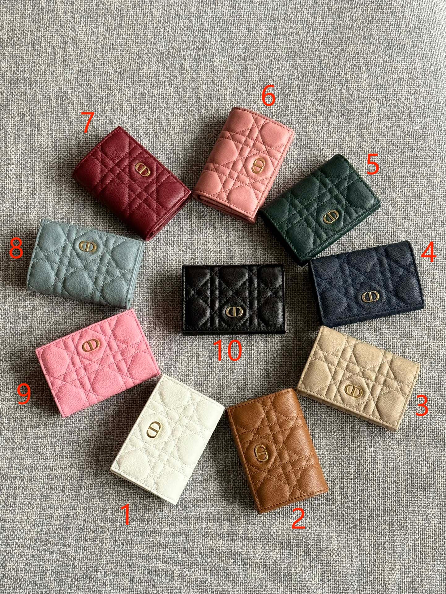 [TOP] Christian Dior Calfskin Leather Caro Card Bags 11x7.5x2.5cm - 10 Colors