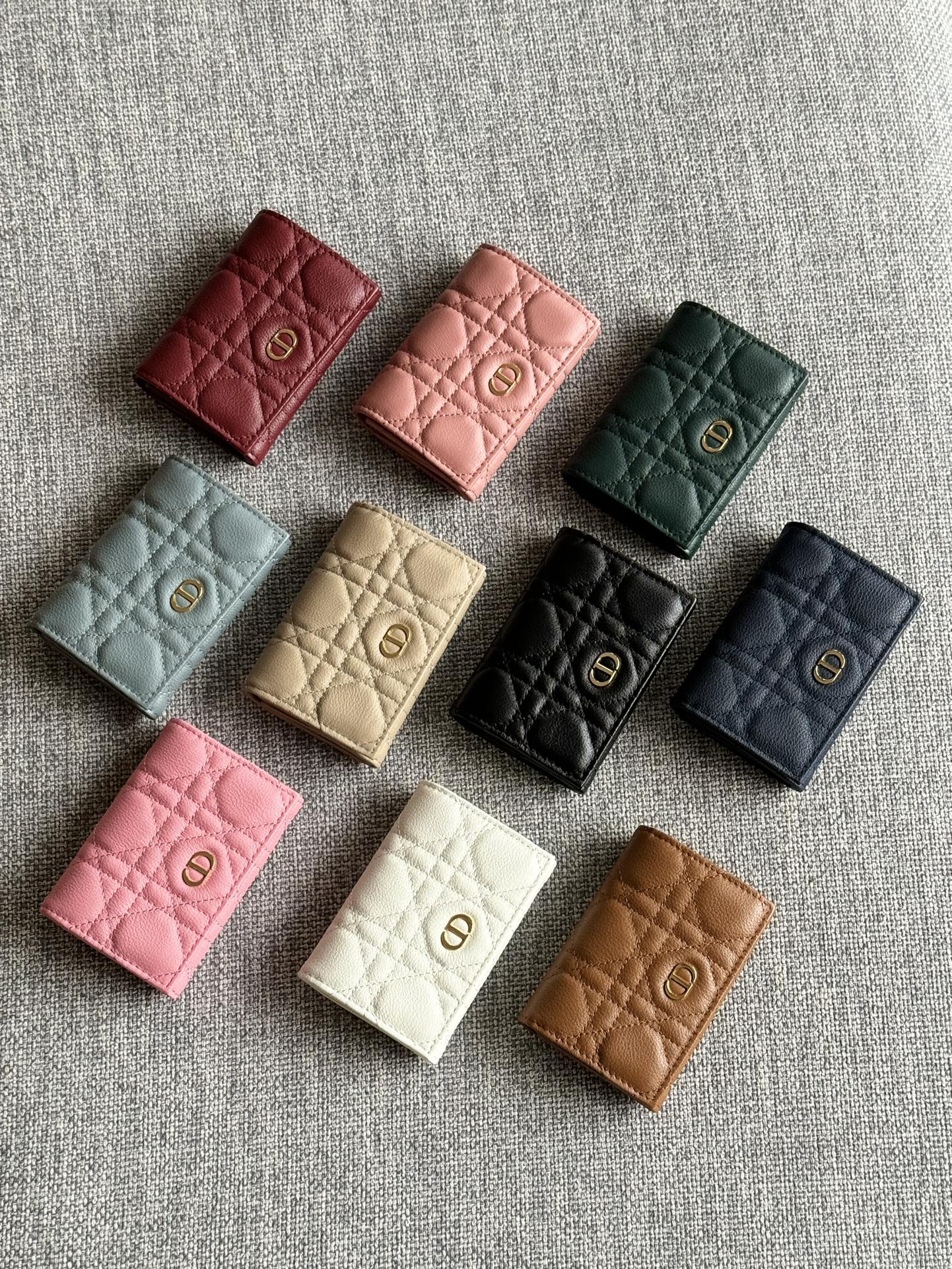 [TOP] Christian Dior Calfskin Leather Caro Card Bags 11x7.5x2.5cm - 10 Colors