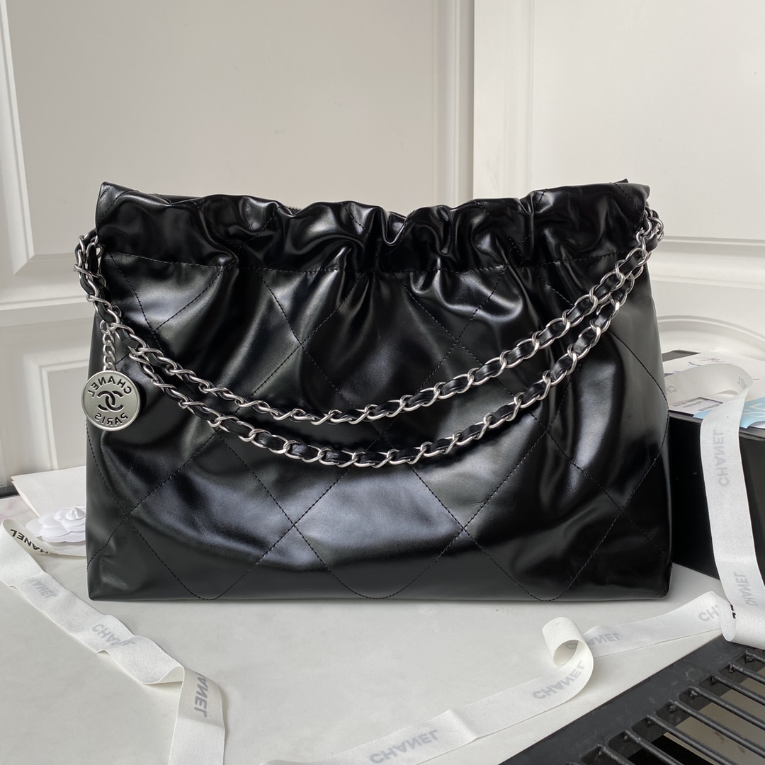 [TOP] CHANEL Medium 22 Bag 30×45×8cm - Black - GHW&SHW