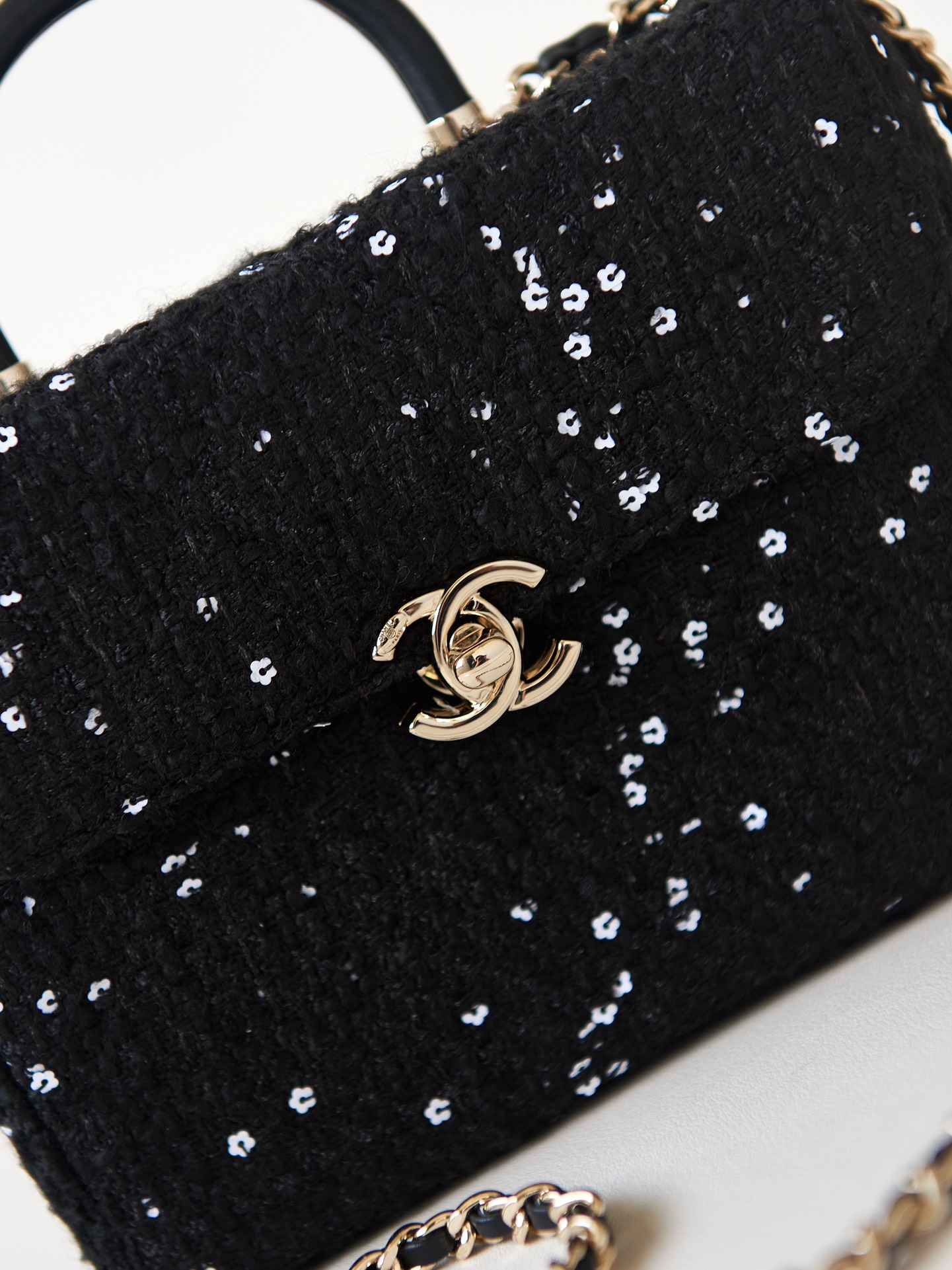 [TOP] CHANEL 23k Handle Box Bag 13.5×19×8cm - GHW - Black