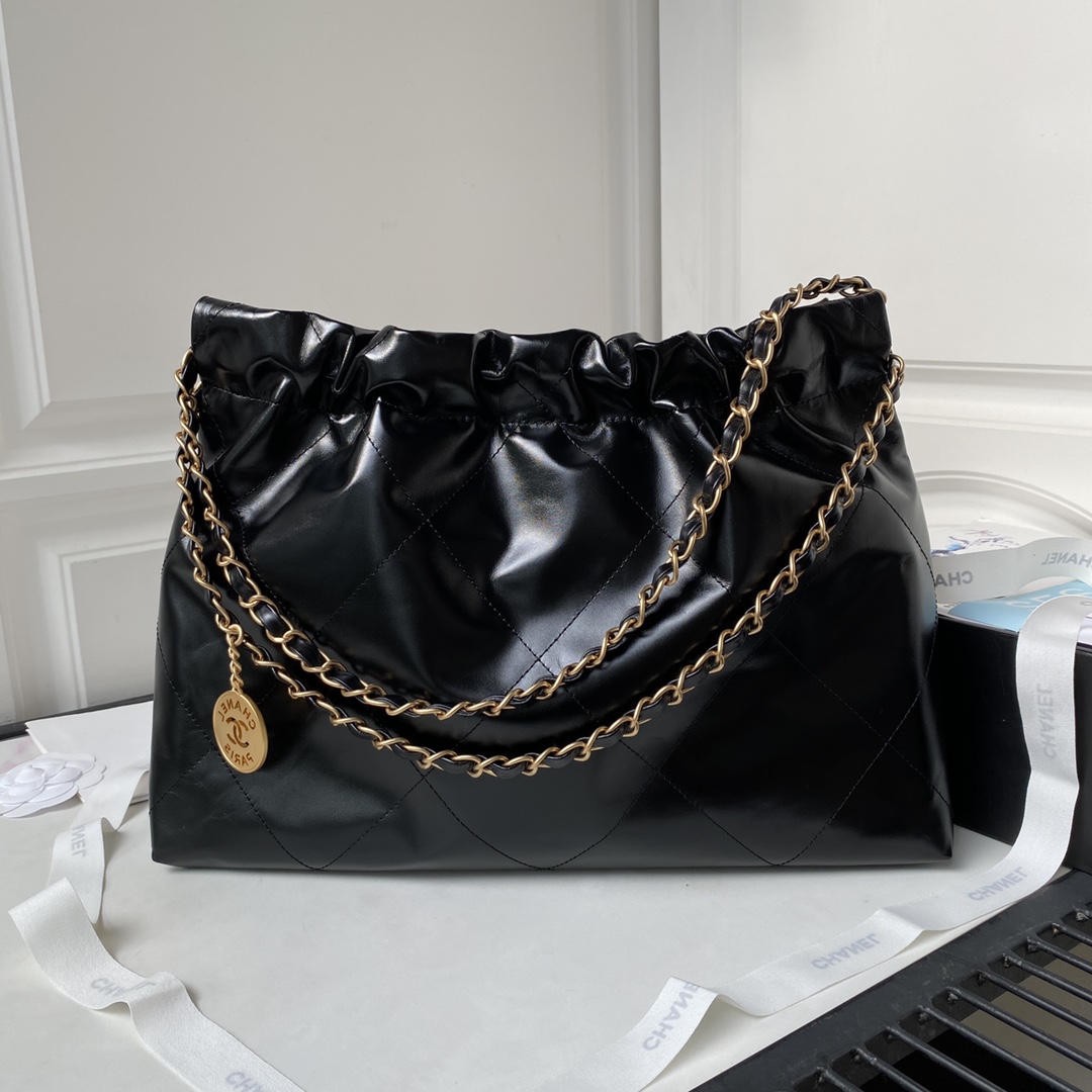 [TOP] CHANEL Medium 22 Bag 30×45×8cm - Black - GHW&SHW
