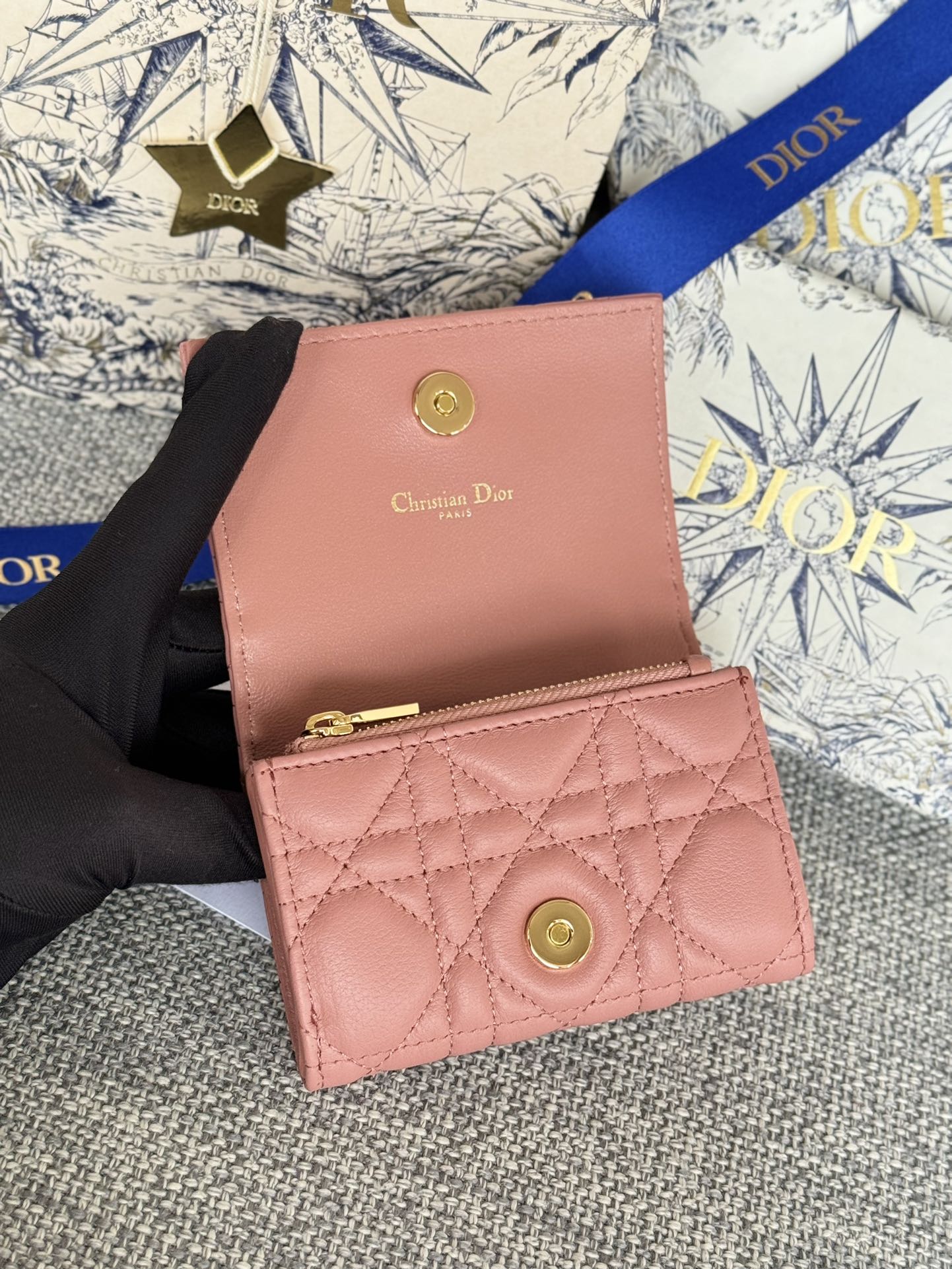 [TOP] Christian Dior Calfskin Leather Caro Card Bags 11x7.5x2.5cm - 10 Colors - 711 Luxury