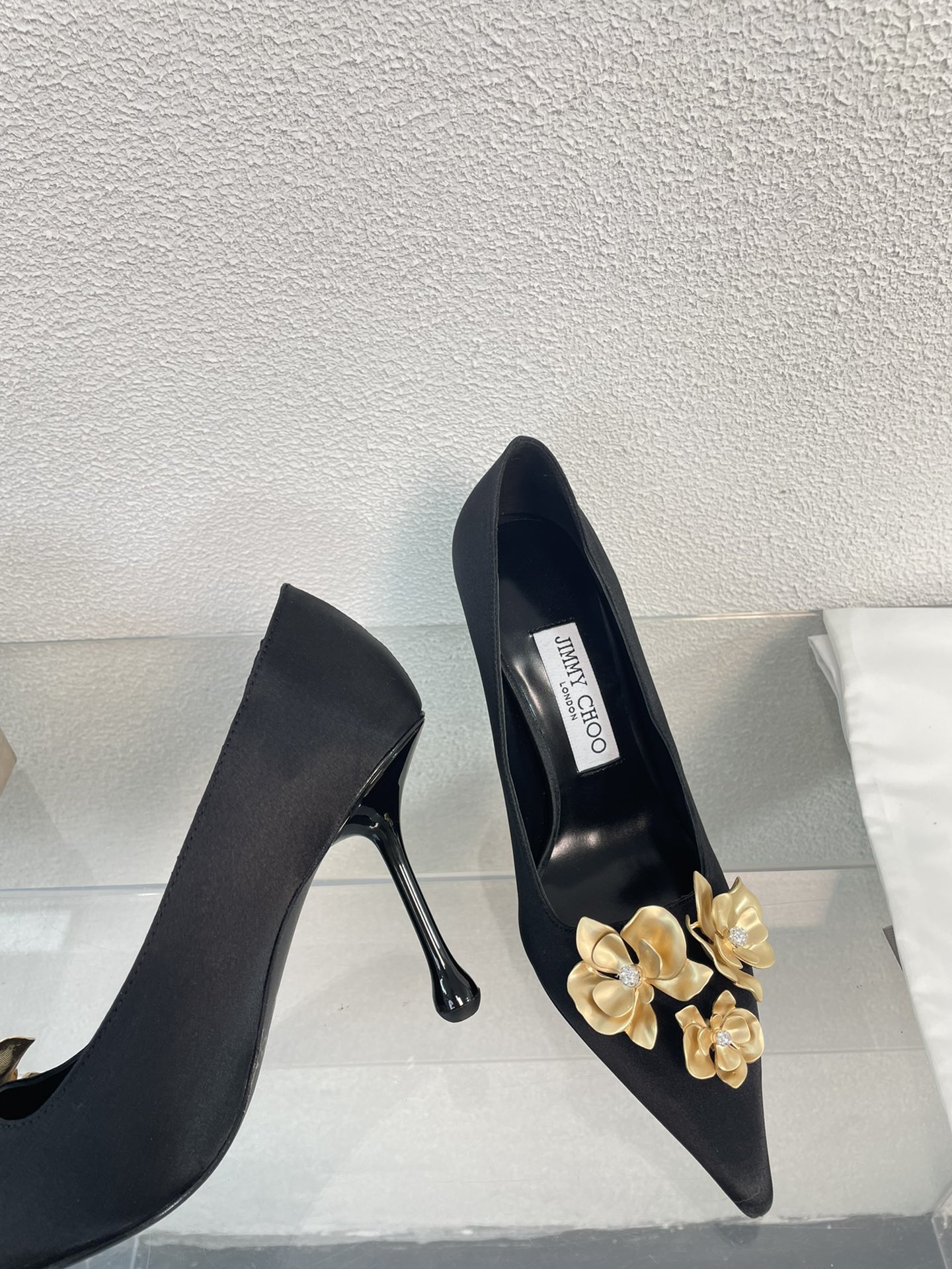 [TOP] Jimmy Choo Gilded Floral High Heels - Black