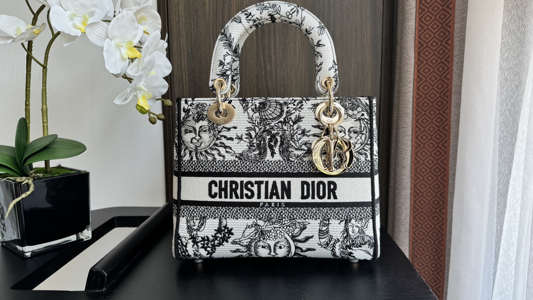 [TOP] Christian Dior Lady Embroidered Sun Collection 24*11*20cm - GHW