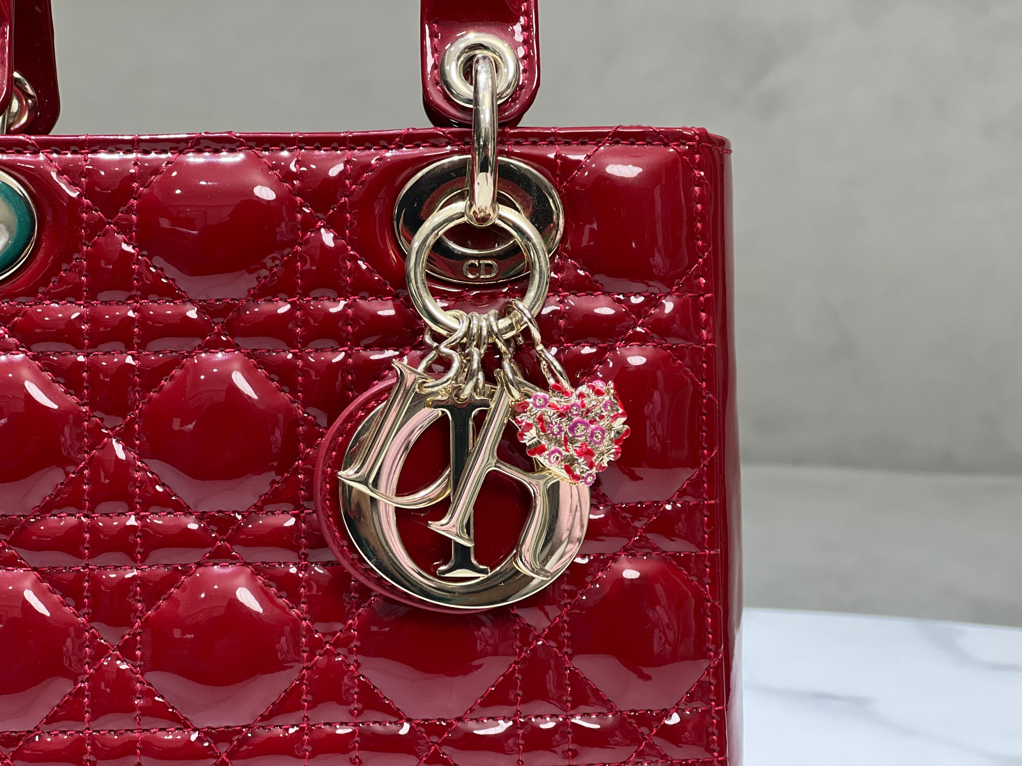 [TOP] Christian Dior Lacquered Butterfly Heart Shaped Lady Dior Bags 20x17x8CM - GHW