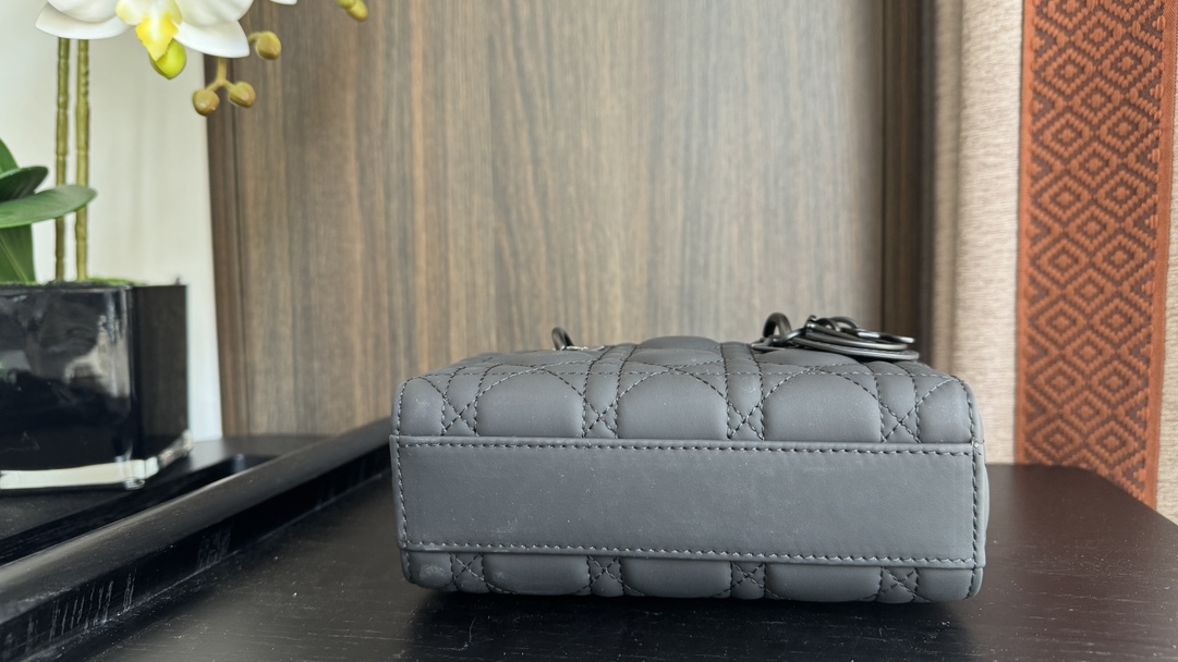 [TOP] Christian Dior Frosted Micro MINI Lady D-Joy Bags 16*5.5*10cm - Grey