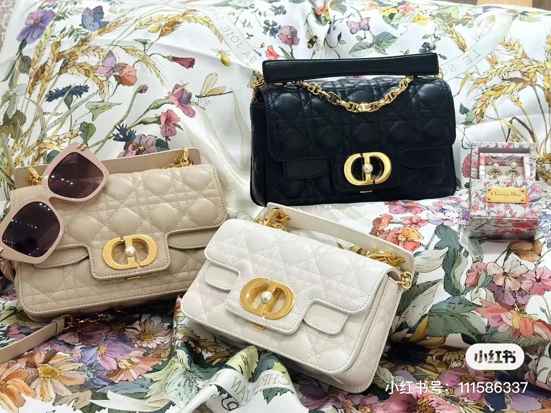 [TOP] Christian Dior Calfskin Vine Plaid Small Dior Jolie Handbags 22x14x8CM - 3Colors