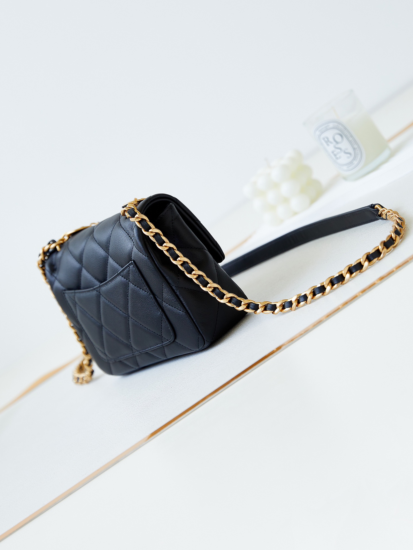 [TOP] CHANEL 23B Gold Coin Cap Bag 13×17×6cm - Black&GHW