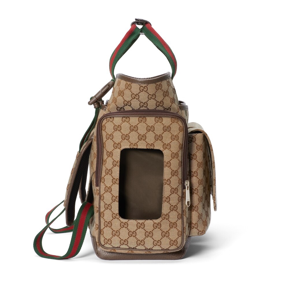 [TOP] GUCCI Large Fabric With Leather Handbag 40x35x20cm