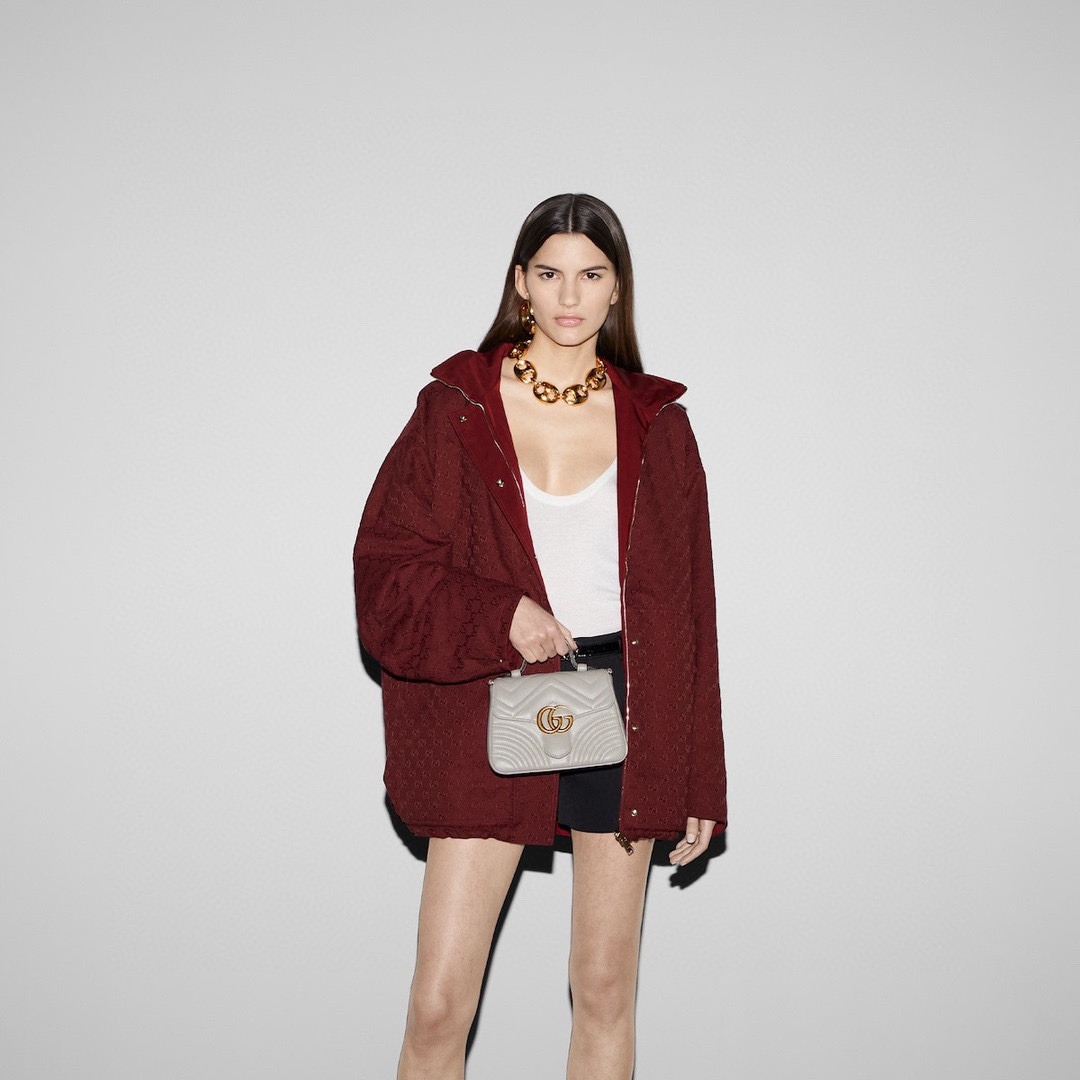 [TOP] GUCCI GG Marmont Mini Handbag 20x14x8cm - White&GHW