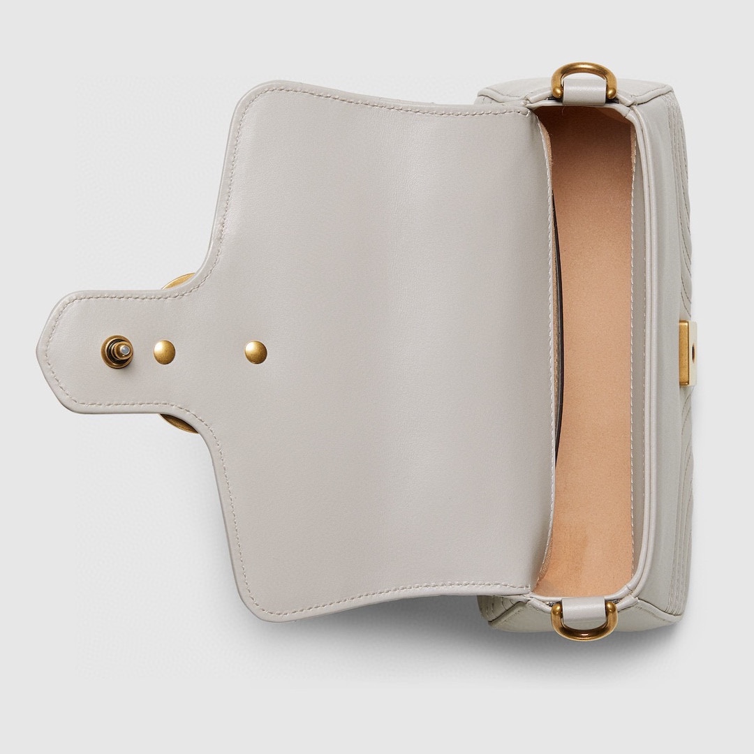 [TOP] GUCCI GG Marmont Mini Handbag 20x14x8cm - White&GHW