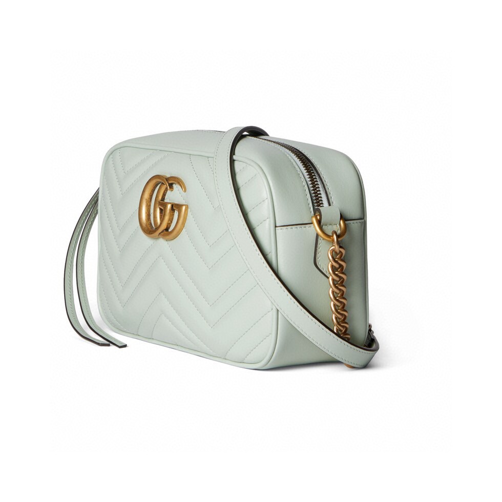 [TOP] GUCCI GG Marmont Bag Matelasse Small 13x24x7cm - Light Blue & GHW