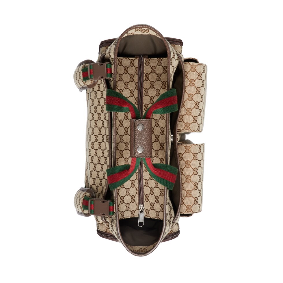 [TOP] GUCCI Large Fabric With Leather Handbag 40x35x20cm