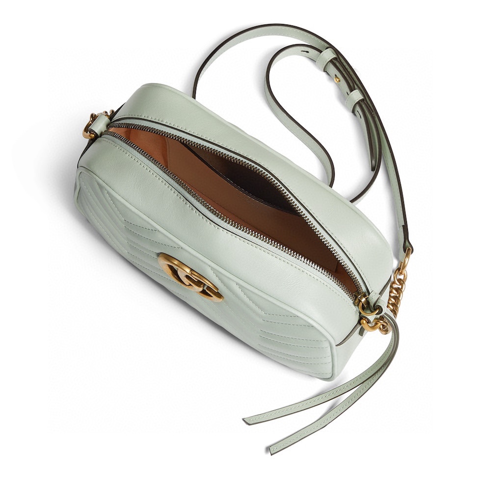 [TOP] GUCCI GG Marmont Bag Matelasse Small 13x24x7cm - Light Blue & GHW