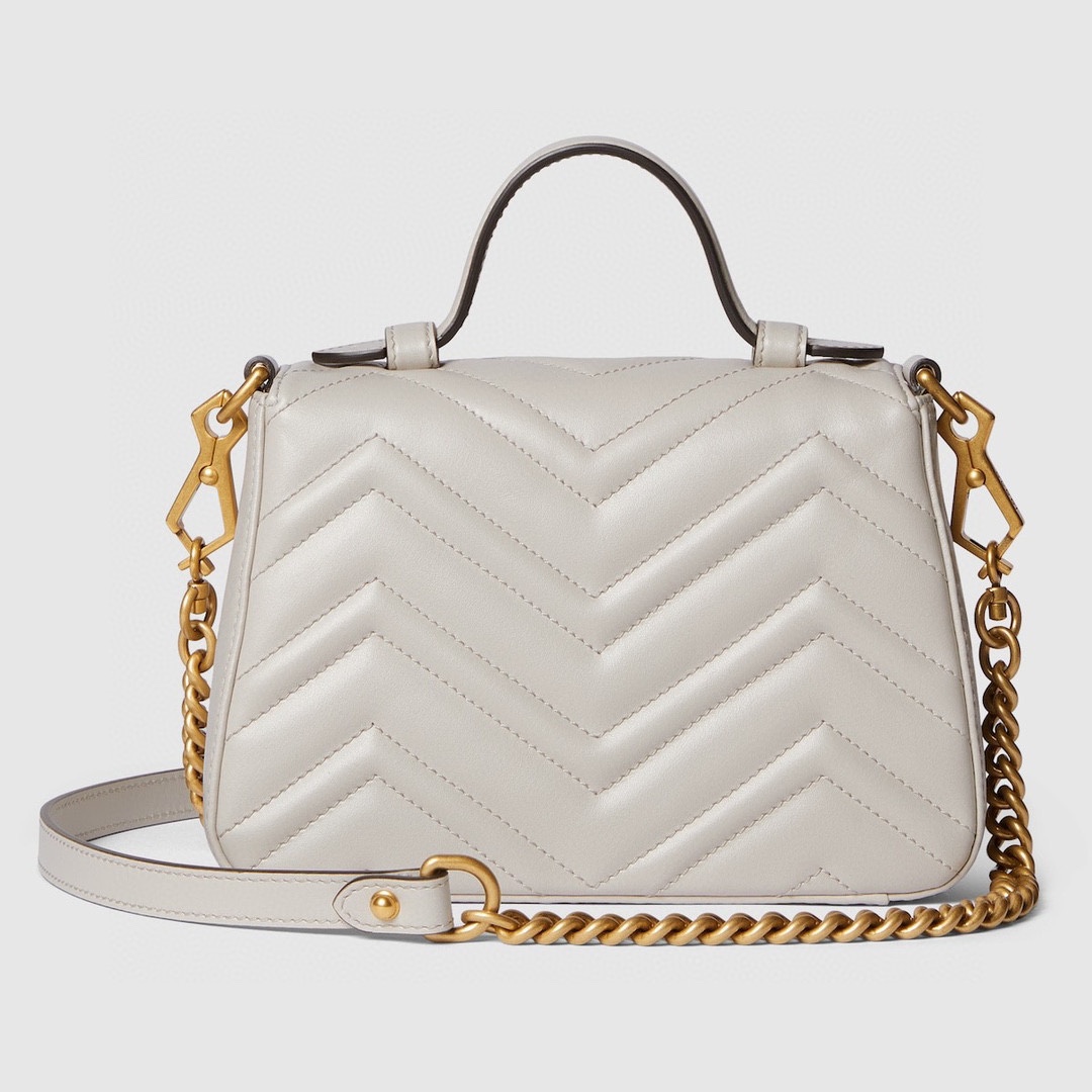 [TOP] GUCCI GG Marmont Mini Handbag 20x14x8cm - White&GHW