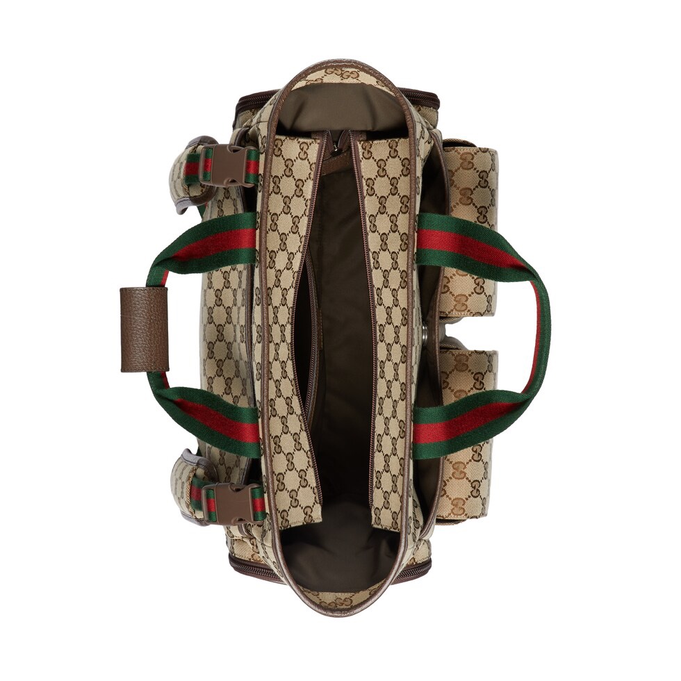 [TOP] GUCCI Large Fabric With Leather Handbag 40x35x20cm